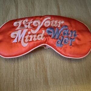 Orange Satin Eye Mask with Embroidered “Let Your mind wander” adjustable